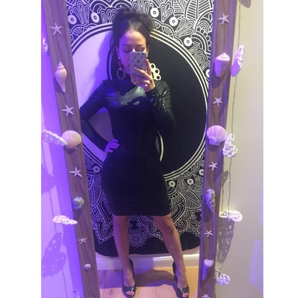 Reptile Texture Black Glamorous Slim Mini Dress - Picture 15 of 16